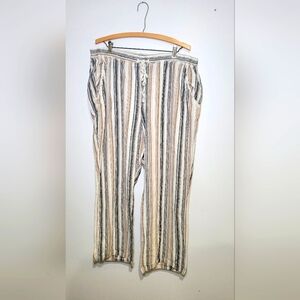 Maurices Women’s Striped Pants Straight Leg Grey, Tan, White Size 2.